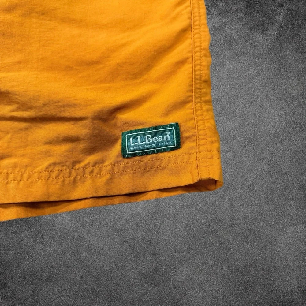 L.L. Bean Men's Swim Trunks XL Orange Nylon Mesh‎ Lined Elastic Waist Shorts